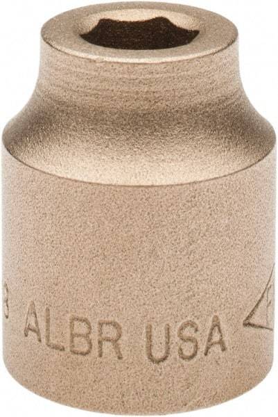 Ampco - 3/8", 1/2" Drive, Standard Hand Socket - 6 Points, 1-3/16" OAL, Aluminum Bronze - Exact Industrial Supply