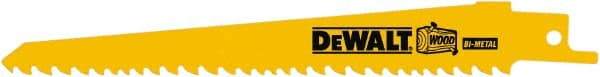 DeWALT - 6" Long x 3/4" Thick, Bi-Metal Reciprocating Saw Blade - Straight Profile, 5 to 8 TPI, Toothed Edge, Tang Shank - Exact Industrial Supply