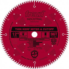 Freud - 12" Diam, 1" Arbor Hole Diam, 96 Tooth Wet & Dry Cut Saw Blade - Carbide-Tipped, Standard Round Arbor - Exact Industrial Supply