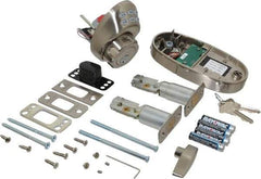 Master Lock - 1-3/8 to 1-3/4" Door Thickness, Satin Nickel Finish, Keyless Deadbolt - Nightwatch Override, Single Cylinder - Exact Industrial Supply