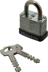 Master Lock - 1/2" Shackle Clearance, Keyed Alike Warded Cylinder Padlock - 3/16" Shackle Diam, Steel - Exact Industrial Supply