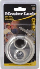 Master Lock - 3/4" Shackle Clearance, Keyed Alike Shielded Shackle Disk Lock Padlock - 3/8" Shackle Diam, Stainless Steel - Exact Industrial Supply
