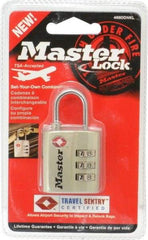 Master Lock - 3/4" Shackle Clearance, Keyed Different Luggage Lock Padlock - 1/8" Shackle Diam, Metal - Exact Industrial Supply
