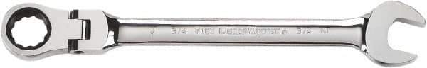 GearWrench - 1/2" 12 Point Flexhead Combination Wrench - Chrome Vanadium Steel, Full Polish Finish - Exact Industrial Supply