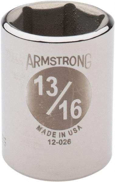 Armstrong - 13/16", 1/2" Drive, Standard Hand Socket - 6 Points, 1-29/64" OAL - Exact Industrial Supply