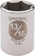 Armstrong - 13/16", 1/2" Drive, Standard Hand Socket - 6 Points, 1-29/64" OAL - Exact Industrial Supply