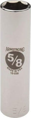 Armstrong - 5/8", 1/2" Drive, Deep Hand Socket - 6 Points, 3-13/64" OAL, Chrome Finish - Exact Industrial Supply