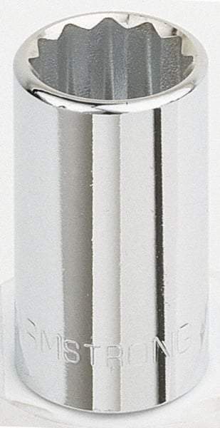 Armstrong - 1/2" Drive, Standard Hand Socket - 12 Points, 1-15/32" OAL, Chrome Finish - Exact Industrial Supply