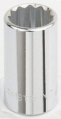 Armstrong - 1/2" Drive, Standard Hand Socket - 12 Points, 1-15/32" OAL, Chrome Finish - Exact Industrial Supply