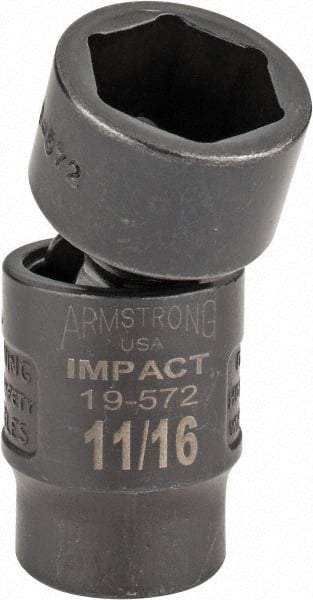 Armstrong - 3/8" Drive 11/16" Standard Universal Impact Socket - 6 Points, 2-11/32" OAL - Exact Industrial Supply