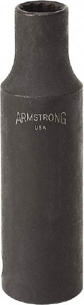 Armstrong - 9/16", 1/2" Drive, Deep Hand Socket - 12 Points, 3-13/64" OAL, Black Finish - Exact Industrial Supply