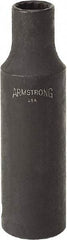 Armstrong - 9/16", 1/2" Drive, Deep Hand Socket - 12 Points, 3-13/64" OAL, Black Finish - Exact Industrial Supply