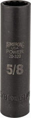 Armstrong - 5/8", 1/2" Drive, Deep Hand Socket - 12 Points, 3-13/64" OAL, Black Finish - Exact Industrial Supply