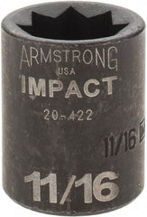 Armstrong - 1/2" Drive 11/16" Standard Impact Socket - 1-1/2" OAL - Exact Industrial Supply