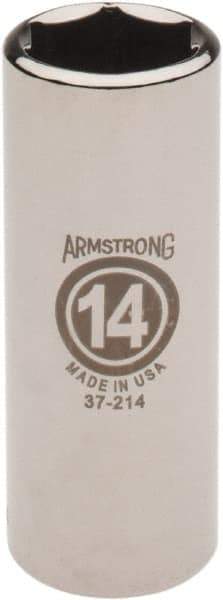 Armstrong - 1/4" Drive, Deep Hand Socket - 6 Points, 1-15/16" OAL, Chrome Finish - Exact Industrial Supply