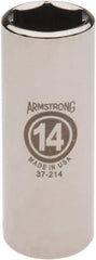 Armstrong - 1/4" Drive, Deep Hand Socket - 6 Points, 1-15/16" OAL, Chrome Finish - Exact Industrial Supply