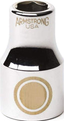 Armstrong - 1/2" Drive, Standard Hand Socket - 6 Points, 1-1/2" OAL, Chrome Finish - Exact Industrial Supply