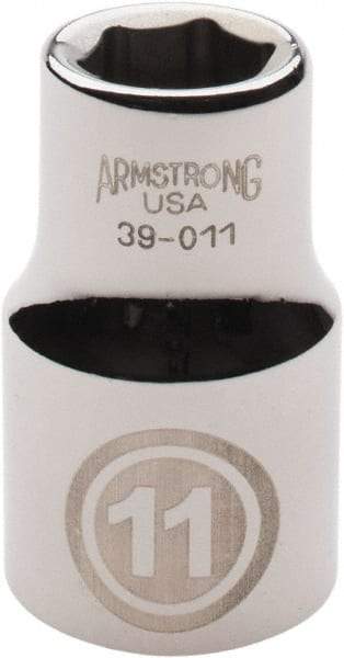Armstrong - 1/2" Drive, Standard Hand Socket - 6 Points, 1-1/2" OAL, Chrome Finish - Exact Industrial Supply