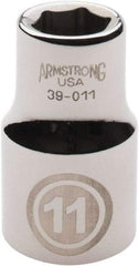 Armstrong - 1/2" Drive, Standard Hand Socket - 6 Points, 1-1/2" OAL, Chrome Finish - Exact Industrial Supply