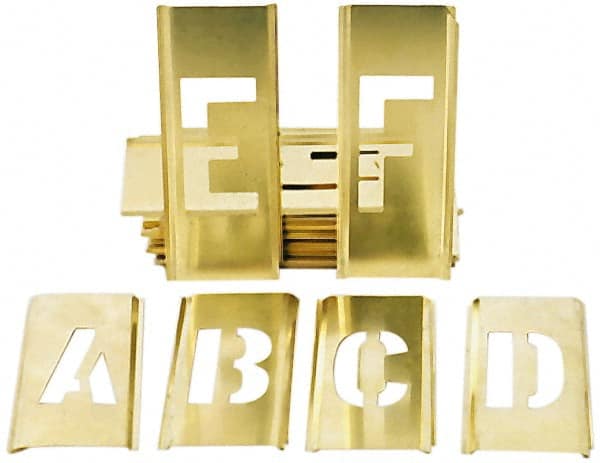 Ability One - Brass Stencils; Character Size: 3 (Inch); Number of Pieces: 45 - Exact Industrial Supply