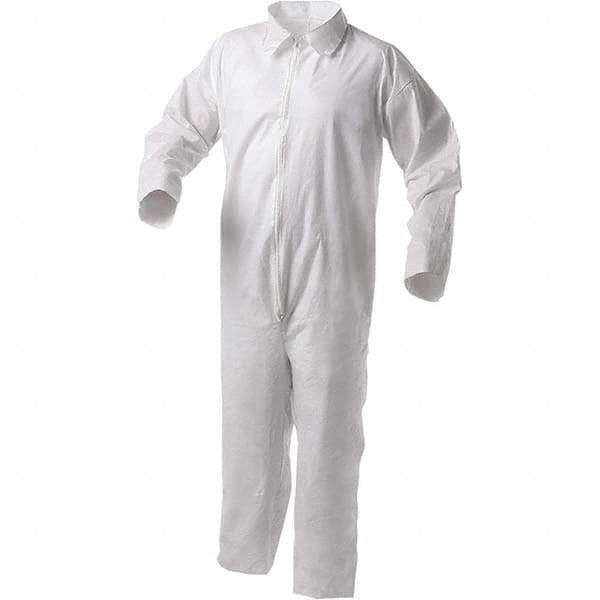 KleenGuard - Size M Film Laminate General Purpose Coveralls - White, Zipper Closure, Serged Seams - Exact Industrial Supply