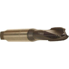 Emuge - M4x0.70 Metric 3 Flute 6HX Modified Bottoming Spiral Flute Tap - Cobalt, TiCN Finish, 63mm OAL, Right Hand Flute, Right Hand Thread, Series Rekord DF - Exact Industrial Supply