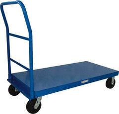 PRO-SOURCE - 3,000 Lb Capacity Steel Platform Truck - Steel Deck, 30" OAW, Phenolic Casters - Exact Industrial Supply