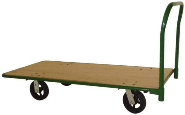 PRO-SOURCE - 2,000 Lb Capacity Hardwood/Steel Platform Truck - Hardwood Deck, 30" OAW, Rubber Casters - Exact Industrial Supply