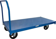 PRO-SOURCE - 2,000 Lb Capacity Steel Platform Truck - Steel Deck, 30" OAW, Mold On Rubber Casters - Exact Industrial Supply