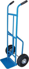 PRO-SOURCE - 600 Lb Capacity 47" OAH Hand Truck - 8 x 14" Base Plate, Dual Grip Handle, Steel, Full Pneumatic Wheels - Exact Industrial Supply