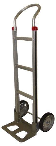 PRO-SOURCE - 500 Lb Capacity 52" OAH Hand Truck - 7-1/2 x 14" Base Plate, Continuous Swept Back Handle, Aluminum, Mold-On Rubber Wheels - Exact Industrial Supply