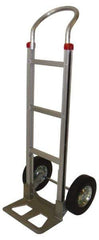 PRO-SOURCE - 500 Lb Capacity 52" OAH Hand Truck - 7-1/2 x 14" Base Plate, Continuous Swept Back Handle, Aluminum, Semi-Pneumatic Wheels - Exact Industrial Supply