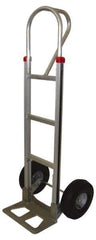 PRO-SOURCE - 500 Lb Capacity 52" OAH Hand Truck - 7-1/2 x 14" Base Plate, Loop Handle, Aluminum, Full Pneumatic Wheels - Exact Industrial Supply