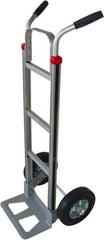 PRO-SOURCE - 600 Lb Capacity 52" OAH Hand Truck - 7-1/2 x 14" Base Plate, High Back Dual Grip Handle, Aluminum, Mold-On Rubber Wheels - Exact Industrial Supply