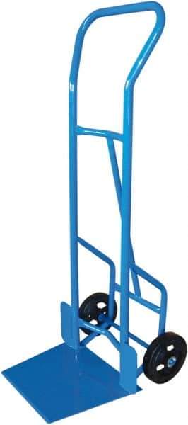 PRO-SOURCE - 900 Lb Capacity 53" OAH Warehouse Hand Truck - 13 x 17-1/2" Base Plate, Swept Back, Continuous Handle, Steel, Mold-On Rubber Wheels - Exact Industrial Supply