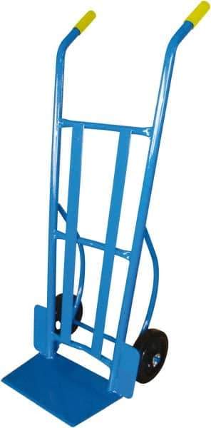 PRO-SOURCE - 900 Lb Capacity 54-1/2" OAH Warehouse Hand Truck - 10 x 16-1/2" Base Plate, Dual Handle, Steel, Mold-On Rubber Wheels - Exact Industrial Supply