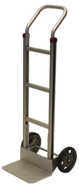 PRO-SOURCE - 600 Lb Capacity 52" OAH Welded Hand Truck - 7-1/2 x 14" Base Plate, Continuous Swept Back Handle, Aluminum, Semi-Pneumatic Wheels - Exact Industrial Supply