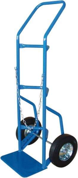 PRO-SOURCE - 500 Lb Capacity 48" OAH Cylinder Hand Truck - 7-1/2 x 14" Base Plate, Swept Back Handle, Steel, Semi-Pneumatic Wheels - Exact Industrial Supply