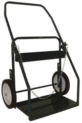 PRO-SOURCE - 500 Lb Capacity 45-1/2" OAH Cylinder Hand Truck - 13 x 24" Base Plate, Swept Back, Continuous Handle, Steel, Semi-Pneumatic Wheels - Exact Industrial Supply