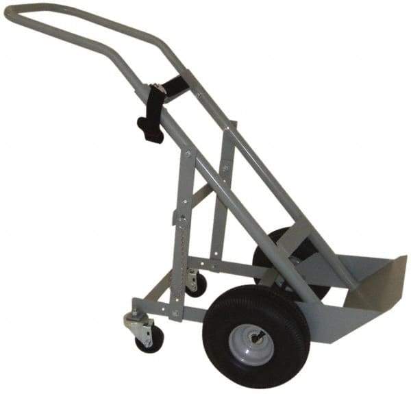 PRO-SOURCE - 500 Lb Capacity 48" OAH Cylinder Hand Truck - 7-1/2 x 14" Base Plate, Swept Back Handle, Steel, Full Pneumatic Wheels - Exact Industrial Supply