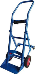 PRO-SOURCE - 500 Lb Capacity 48" OAH Cylinder Hand Truck - 7-1/2 x 14" Base Plate, Swept Back Handle, Steel, Semi-Pneumatic Wheels - Exact Industrial Supply