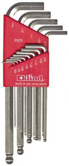 Eklind - 13 Piece L-Key Ball End Hex Key Set - Hex Range 0.05 to 3/8", Alloy Steel - Exact Industrial Supply