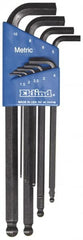 Eklind - 9 Piece L-Key Ball End Hex Key Set - Exact Industrial Supply