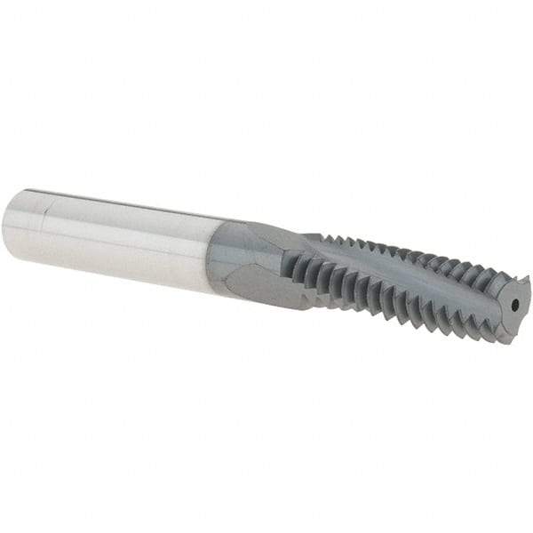 Iscar - M10x1.50 ISO, 0.307" Cutting Diam, 3 Flute, Solid Carbide Helical Flute Thread Mill - Internal Thread, 0.98" LOC, 2-1/2" OAL, 5/16" Shank Diam - Exact Industrial Supply