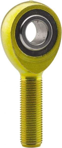 Made in USA - 3/4" ID, 1-3/4" Max OD, 10,937 Lb Max Static Cap, Plain Male Spherical Rod End - 3/4-16 RH, 1-3/4" Shank Length, Carbon Steel with Plastic Raceway - Exact Industrial Supply