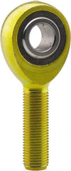 Made in USA - 5/8" ID, 1-1/2" Max OD, 7,400 Lb Max Static Cap, Plain Male Spherical Rod End - 5/8-18 RH, 1-5/8" Shank Length, Carbon Steel with Plastic Raceway - Exact Industrial Supply