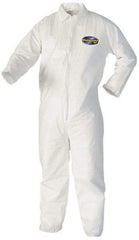 KleenGuard - Size M Film Laminate General Purpose Coveralls - White, Zipper Closure, Elastic Cuffs, with Boots, Serged Seams - Exact Industrial Supply