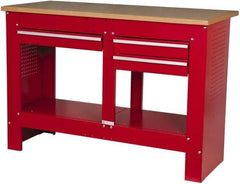 Value Collection - 54 Wide x 23-1/8" Deep x 37-1/4" High, Fiberboard Workbench - Straight Edge, Fixed Legs - Exact Industrial Supply