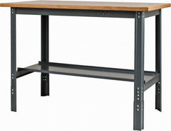 Value Collection - 48 Wide x 24" Deep x 29" High, Flakeboard Workbench - Comfort Edge, Adjustable Height Legs - Exact Industrial Supply