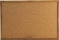 Quartet - 36" Wide x 24" High Open Cork Bulletin Board - Natural (Color) - Exact Industrial Supply